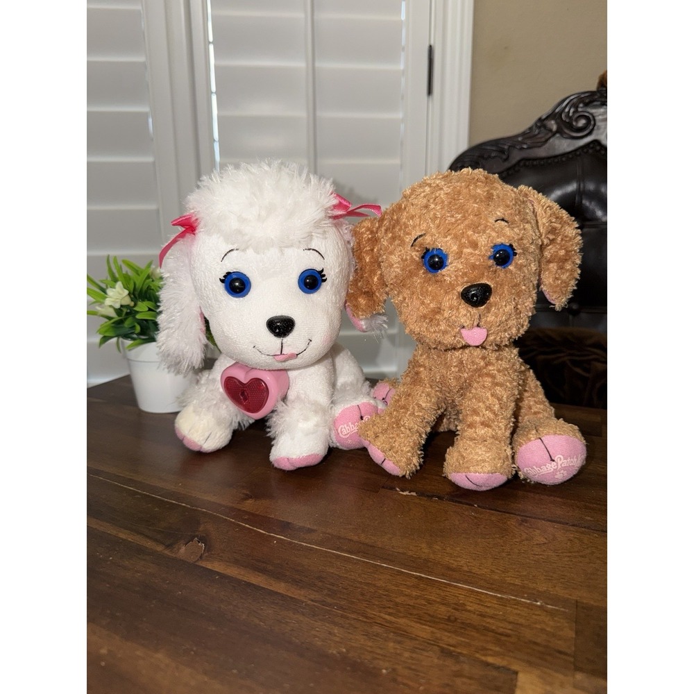 CPK Cabbage Patch Adoptimals Poodle Puppies Dog White Pink Heart Plush Not Test
